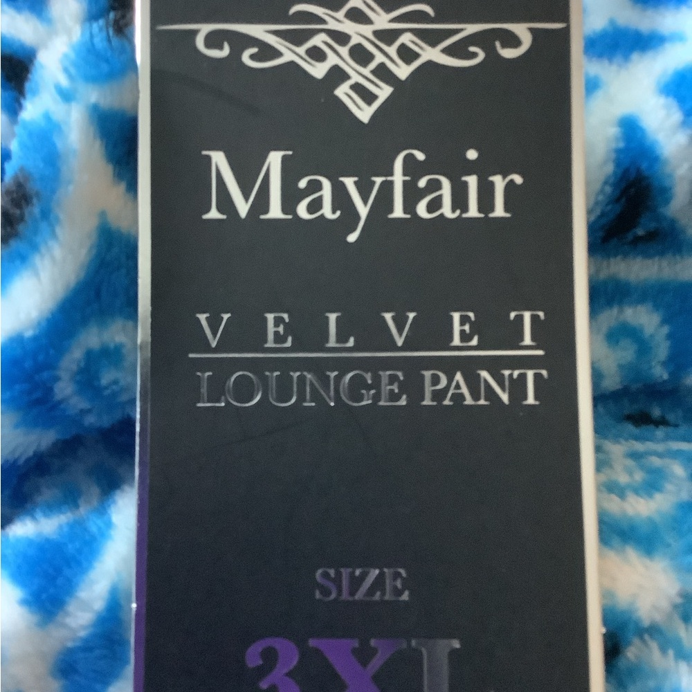 LOWEST🌺 NWT MAYFAIR 2XL or 3XL MINKY FLEECE BLUE MOSAIC LOUNGE PJ PANTS - Picture 6 of 12
